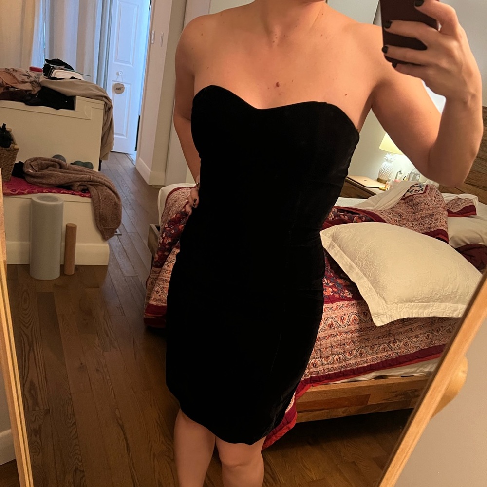 Vintage Velvet-like black fabric dress